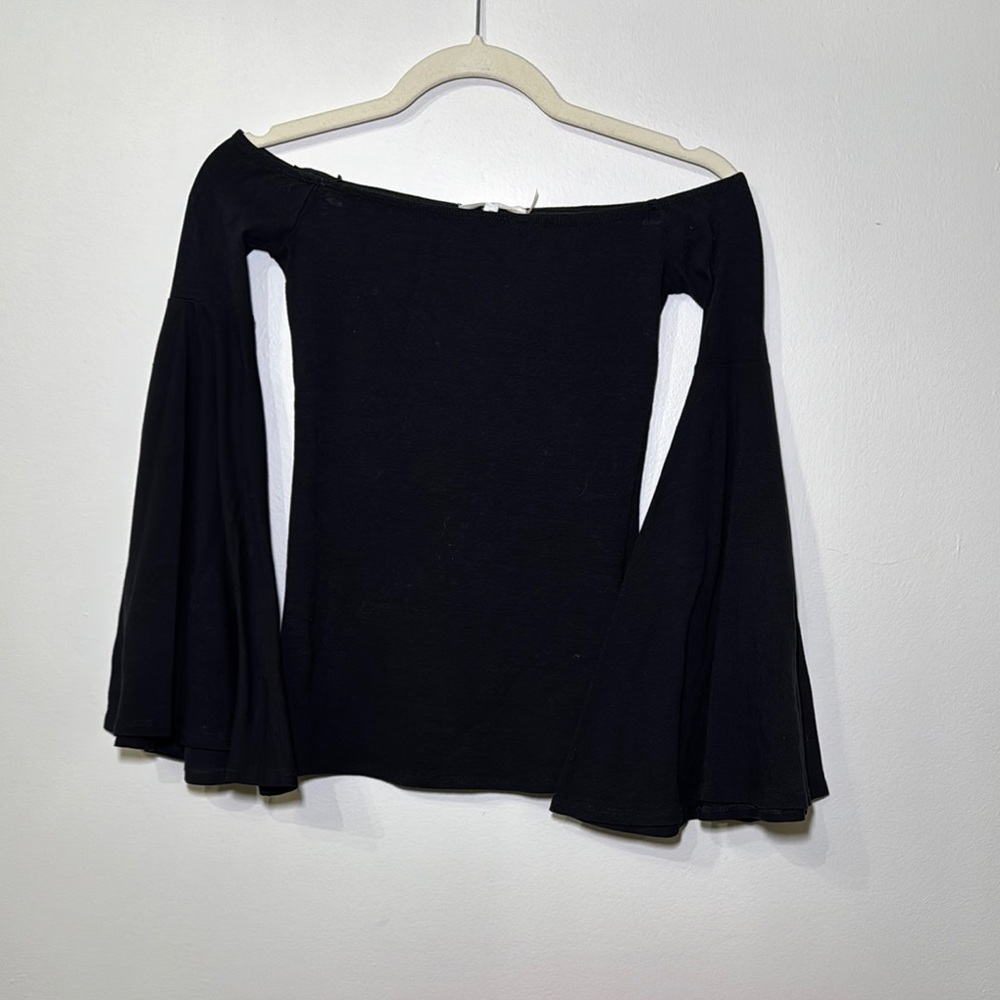 Free the Roses Black Long Sleeve Top NWOT